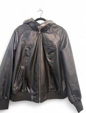 NWOT TORRID Black Mixed Media Hooded Moto Jacket picture