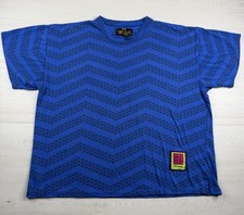 Vtg Breezin Sportswear T-Shirt Blue Single Stitch Geometric Boxy 80s 90s Large picture