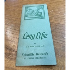 Vtg H.E. Kirschner Long Life Booklet Scientific Research Universities Pamphlet picture