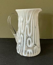 EAPG Swirling Maze White Opalescent Pitcher, Jefferson Glass c 1905 picture