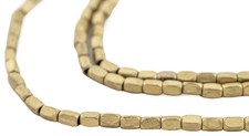 Brass Faceted Rectangle Beads 4x2mm 24 Inch Strand picture