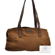 Authentic PRADA Nylon Leather Shoulder Tote Bag Brown AD842 picture