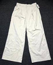 H&M Dress Pants Women's 14 Beige Pleated Regular Fit Wide Leg Formal Business picture