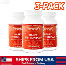 3x BRAINMD Dr Amen Happy Saffron - Plus 90 Capsules,W/Saffron Flower Extract picture