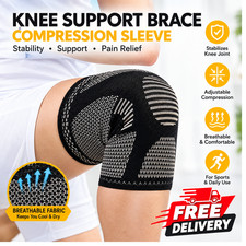 2x Copper Knee Sleeves Silver Compression Brace Support Sport Joint Injury Pain  picture