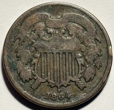 1864 Two Cent Piece — Circulated 🔥 Original Surfaces picture