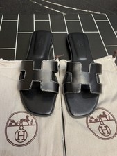 Hermes Oran Slip-On Sandals Women Size EU 38/US 8 Black picture