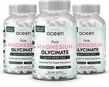 3 / 6 PACKS Organics Ocean Pure Magnesium Glycinate Strength Chelated- 90 CT picture