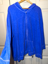 Catherines Women's Plus 3X Blue/putpleCotton Knit Full-Zip Hooded sweater picture