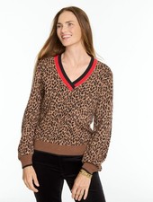Jacquard V-Neck Pullover - Tipped Leopard at Talbots NWT $109, all size picture