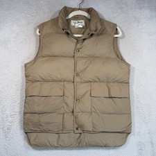 Vintage 80s LL Bean Puffer Vest Mens S Tan Goose Down Made in USA Excellent picture