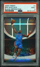 2005-06 Topps Finest Big Ben Wallace #3 Black Refractor 5/19 Pistons PSA 9 SSP picture