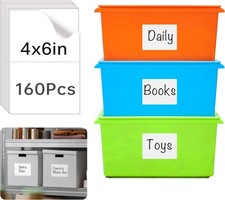 160 Pcs Removable Labels for Storage Bins - 6 X 4 Inch, Tear Resistant & No picture
