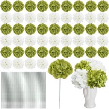 Nagobi Green White Hydrangea Artificial Silk Flowers 104 PCS picture