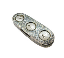 19th Century Russian Silver Niello Enamel Three-Coin Holder Antique c1850s picture