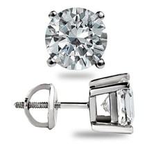 4.0 Ct TW Moissanite Solitaire Stud Earrings 14K White Gold Certified FL/D Gift picture