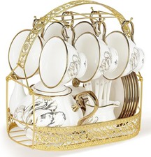 Elegant 22-Piece Gold Tulip Tea Set - Perfect for Afternoon Tea & Celebrations picture