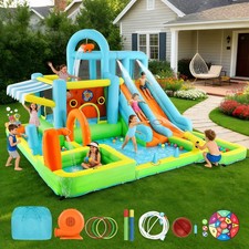 Large 10IN1 Inflatable Double Water Slides Bounce House Splash Pool Outdoor Park picture