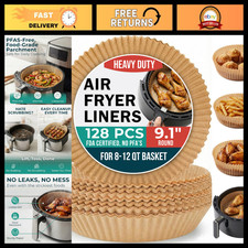 128 PCS Round Air Fryer Liners - 9 Inch Disposable Parchment Sheets for 8-12 QT picture