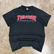 Y2K Thrasher Black & Red Spellout Graphic Tee Size M picture