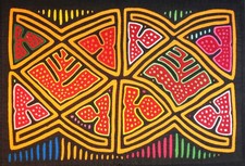 Wow Abstract GUNA MOLA w/ HUNDREDS of Tiny Appliqué openings [Boston Primitive] picture