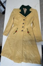 Vintage 1930's LANZ Wool Christmas Holiday Long Dress Coat w/Sparkle Buttons picture