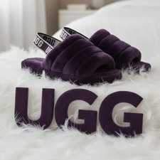 UGG Fluff Yeah Slide Purple  Slingback Slippers / Sandals Womens 7.5-8 NWOT picture