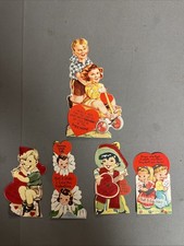 Vintage 1940s Valentines Day Die cut Stand Up Card Lot X5 picture