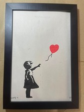 BANKSY drawing framed on sealed and signed wood picture