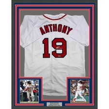 Framed Facsimile Autographed Roman Anthony 35x39 Boston White Jersey picture
