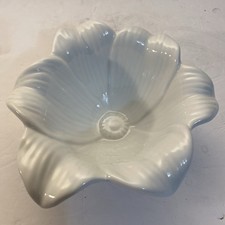 Pier One Flower Decor Bowl White Porcelain 430/4305 New Open Box picture