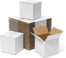 100 Pack 4x4x4in White Corrugated Shipping Boxes Small Business Mailing picture