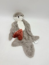 Slumberkins Otter Snuggler Lovey Gray Security Blanket Heart Gray Baby Plush Toy picture