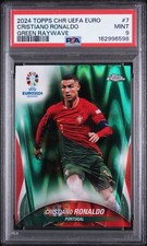 2024 Topps Chrome UEFA Euro Cristiano Ronaldo #7 Green Raywave PSA 9 QTY picture