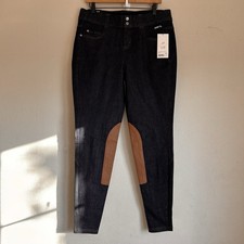 NWT Kerrits Stretch Denim Knee Patch Breech Equestrian Pants Jeans Women’s LARGE picture