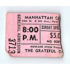 Grateful Dead Ticket Stub April 4 1971 Manhattan Center NYC Howard Stein GA picture
