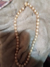 Vintage Marvella Strand Knotted Faux Pearl Necklace  Gold Tone 26in picture