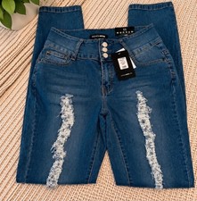 Fashion Nova Distressed High-waisted Jeans,  Juniors/women - Size 11 picture