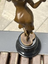 Bronze Woman Statue Female Sculpture stick Jazz Dancer Revue Art Figurine Lady picture