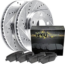 Hart Brakes Rear Silver Drilled/Slotted Brake Rotors+Ceramic Pads PHCR.63182.02 picture