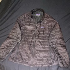 Patagonia Mens L Black Quilted Puffer Full Zip Jacket Swinerton Logo picture