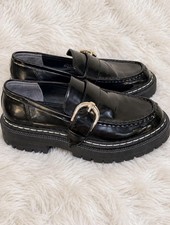 Circus Ny Loafers Size 7 Black Leather Women's Shoes. picture