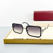 Gucci GG1675 Silver Black Frame Gray Gradient Lens Sunglasses New w/ Case picture