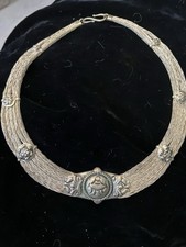 Antique Rajasthani Indian Silver Collar Necklace Tribal Necklace picture