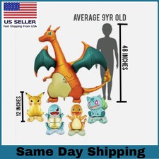 HUGE Pokemon Charizard Birthday Party Balloon 4ft Tall  & 4pc Table Balloons picture