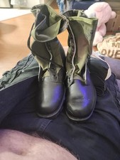 Vintage US Military Jungle Boots Olive Drab and Black Combat Boots picture