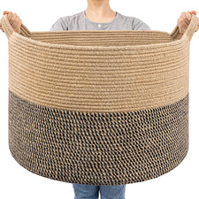 Extra Large Wicker Storage Basket, 83L Woven Blanket Storage for Living Room, ro picture