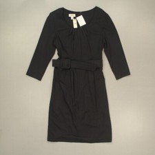 Talbots Women's Belted Pleated Dress Size 16 Black Jersey Stretch LBD NOS picture