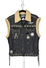 Y2K Alexander McQueen Black Shearling Studded Vest picture