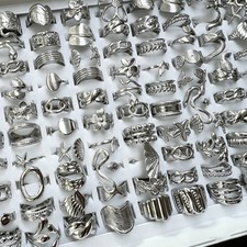 50/100PCS Stainless Steel Boho Adjustable Finger Ring Trendy Stackable Jewelry picture